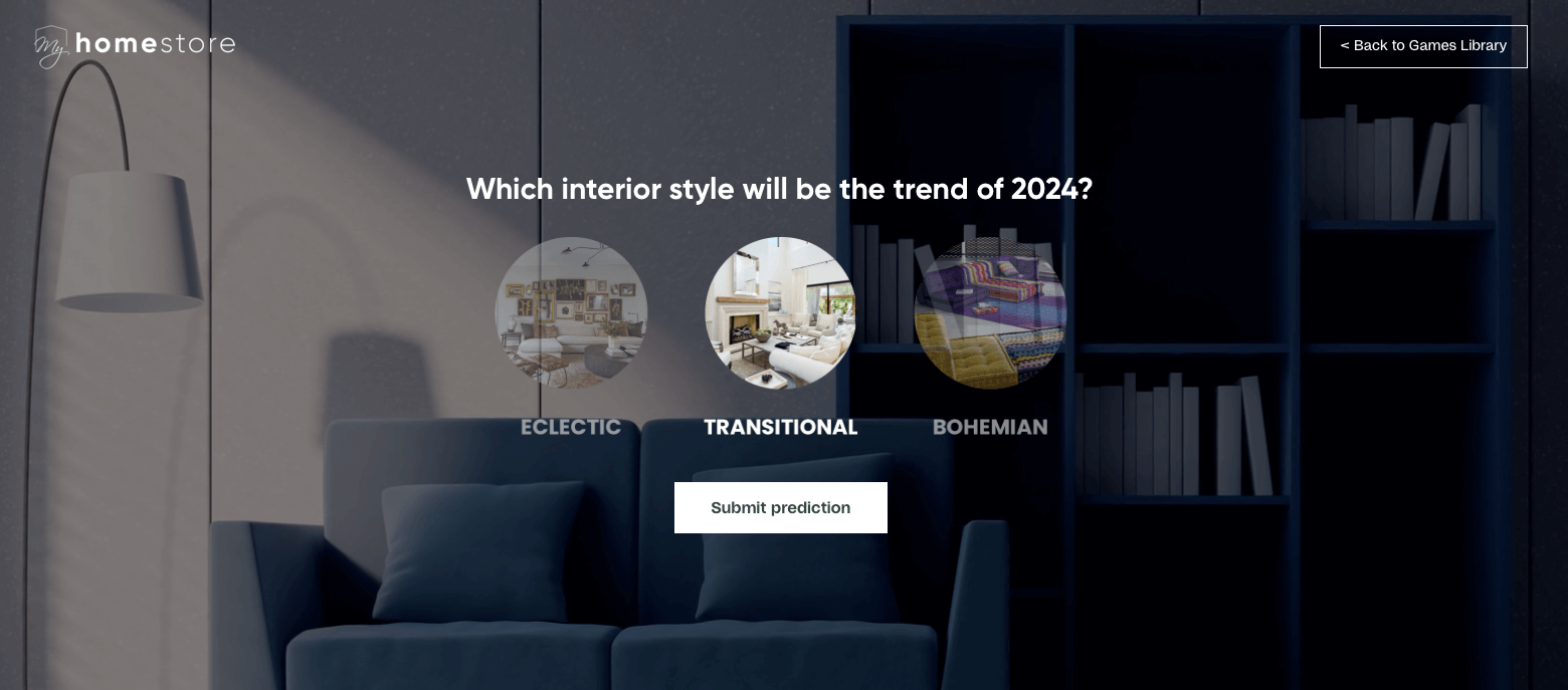 Example of a prediction game, made for the Games Library of Playable, the gamification platform for marketers